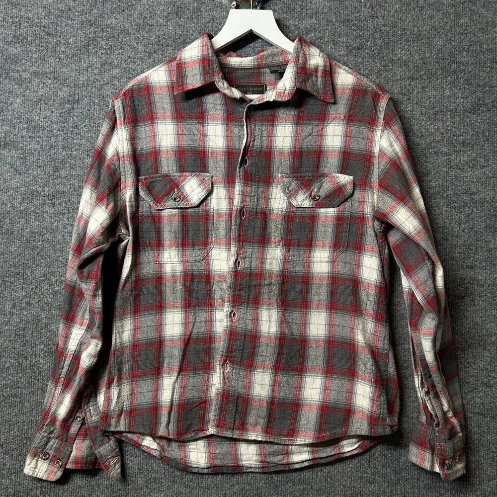 Field & Stream Flannel Shirt Mens Red Gray Plaid Cabin Outdoor Workwear - Medium